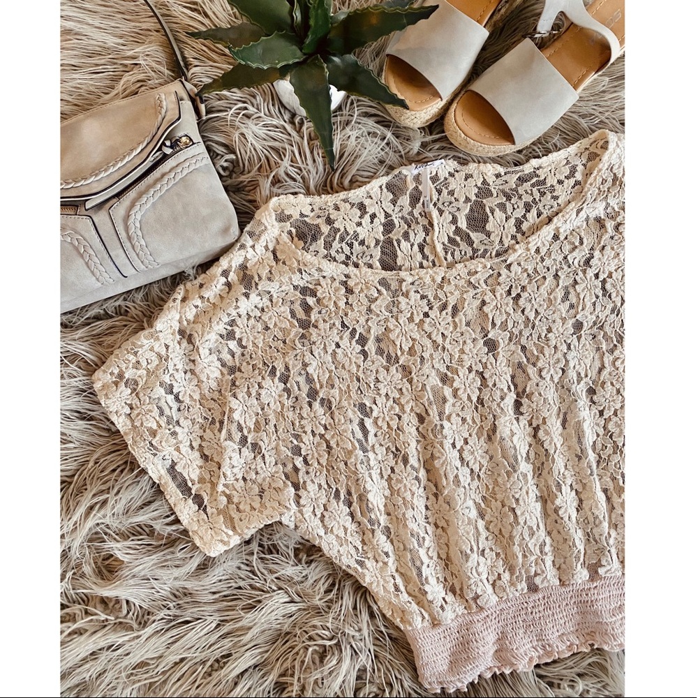 Off the shoulder floral sheer top
